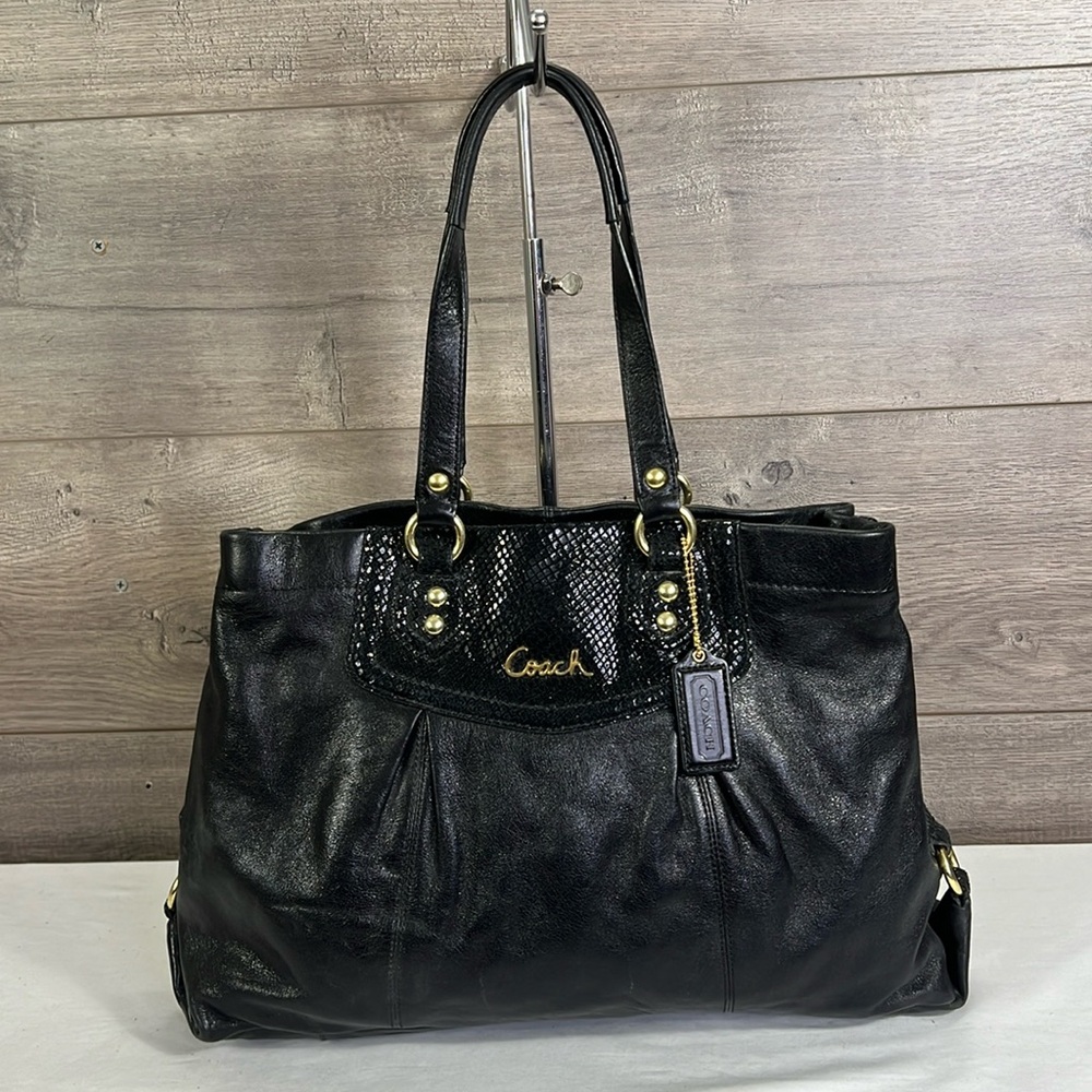 Coach Black Leather Satchel with Gold Hardware